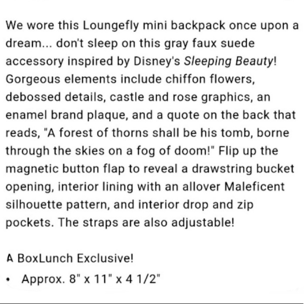 LOUNGEFLY DISNEY Sleeping Beauty MINI BACKPACK SET - Picture 5 of 9